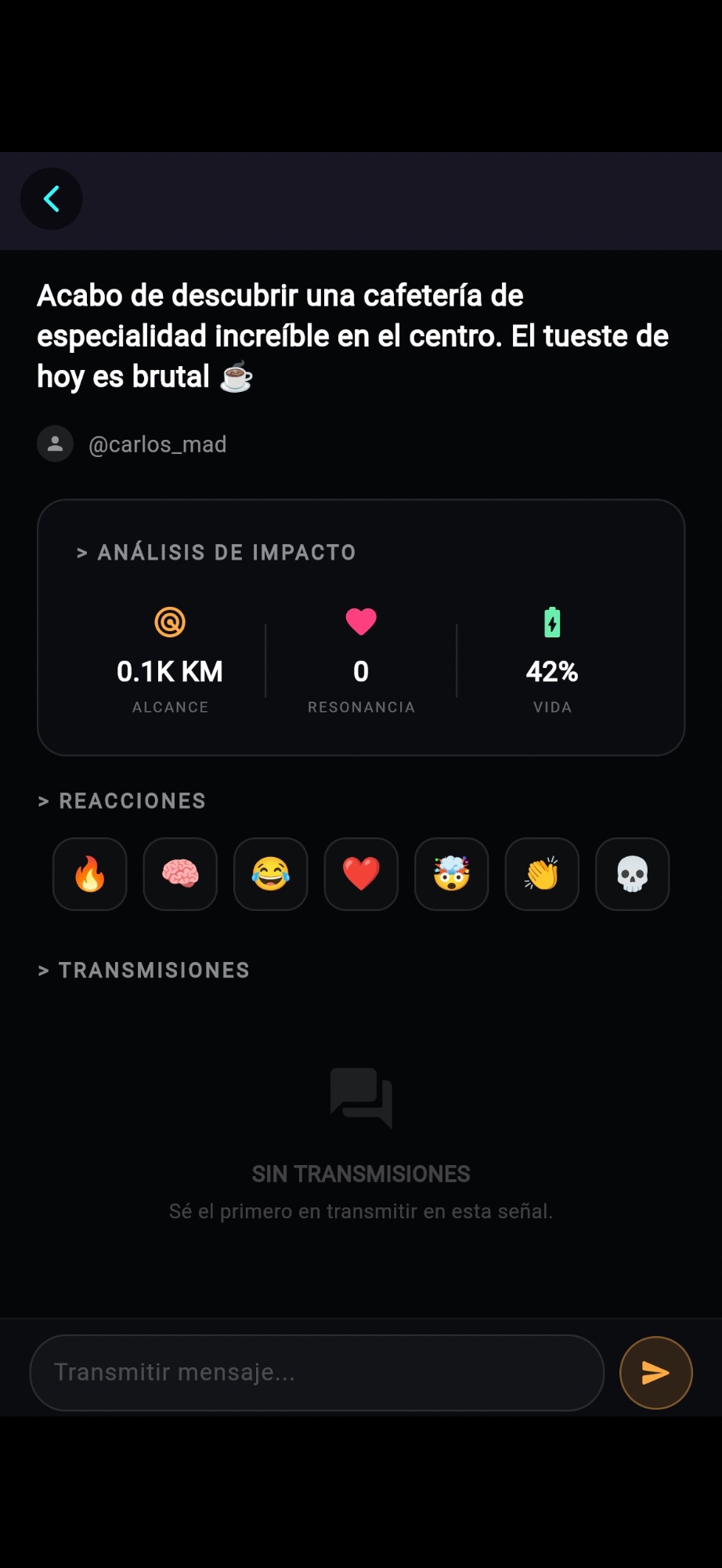Detalle de señal con análisis de impacto