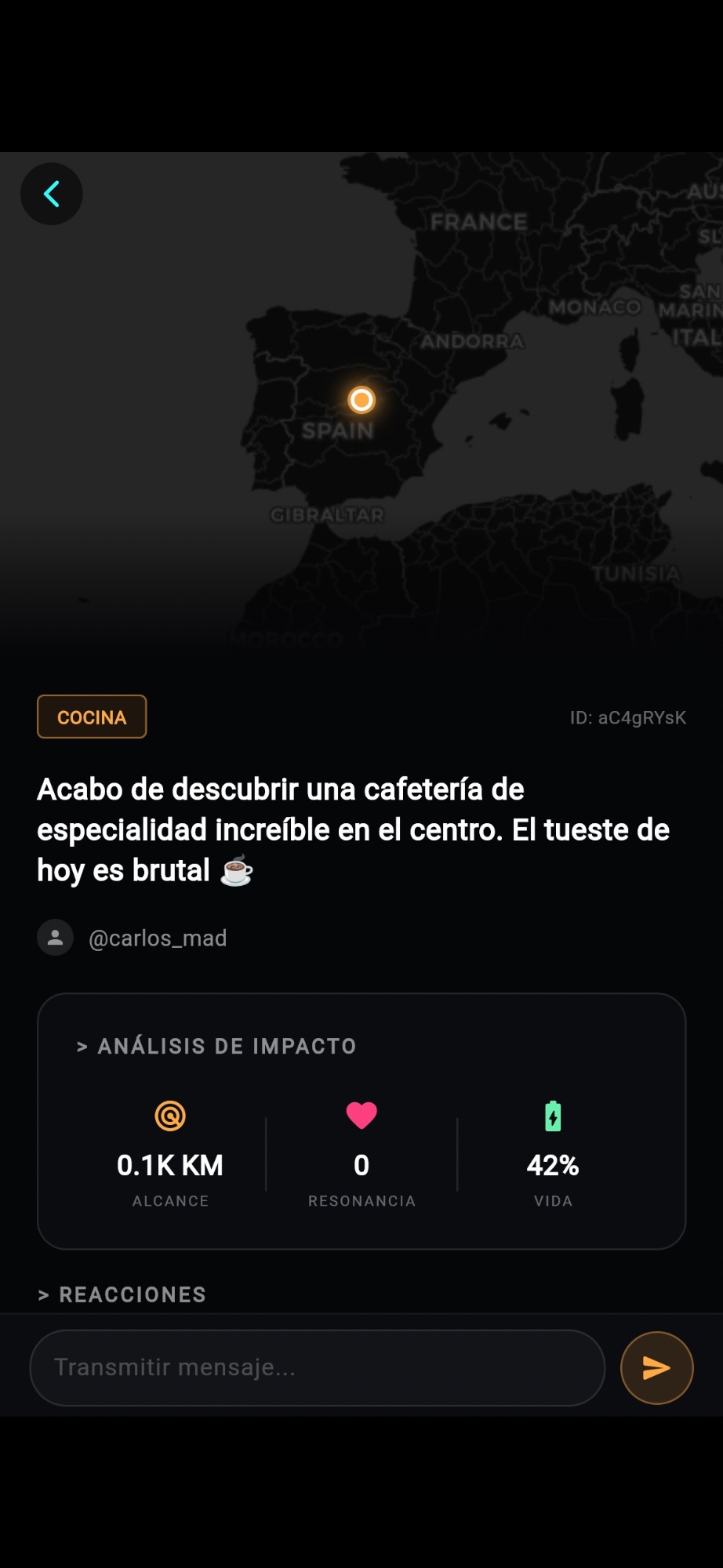 Mapa de propagación de ORVAX
